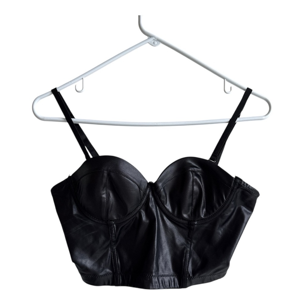 SHEIN Black Faux Leather Crop Top